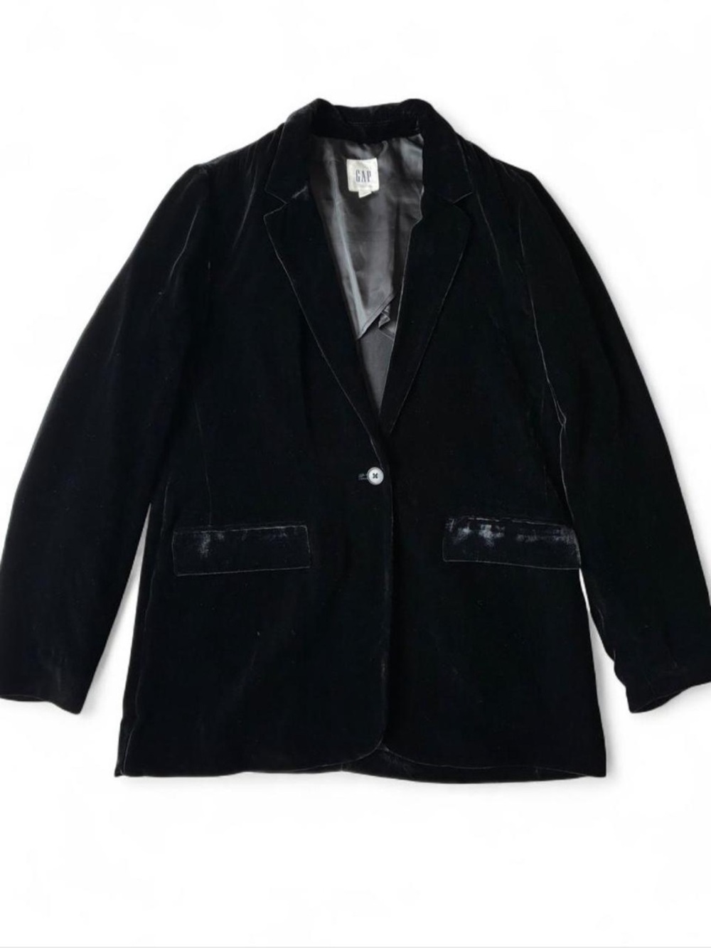 Gap Black Velvet Relaxed Blazer Goth Dark Academia Career Night Out Witchy M